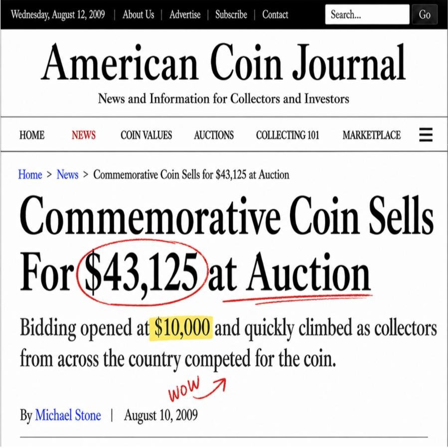 American Coin Journal - Commemorative Coin Sells For $43,125 at Auction